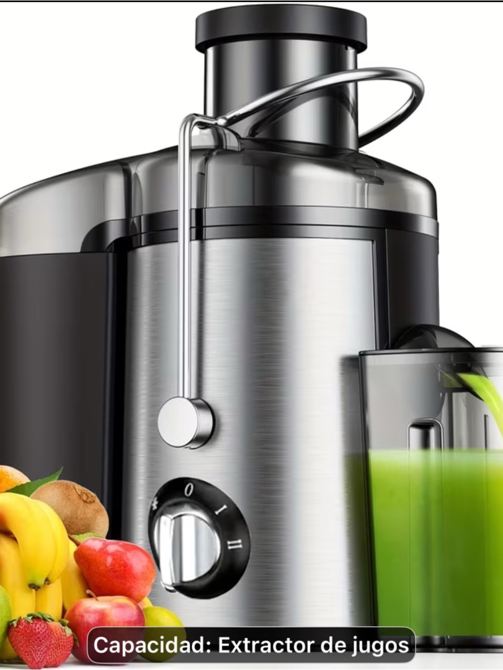 Stainless Steel Juice Extractor - Sleek Black & Silver